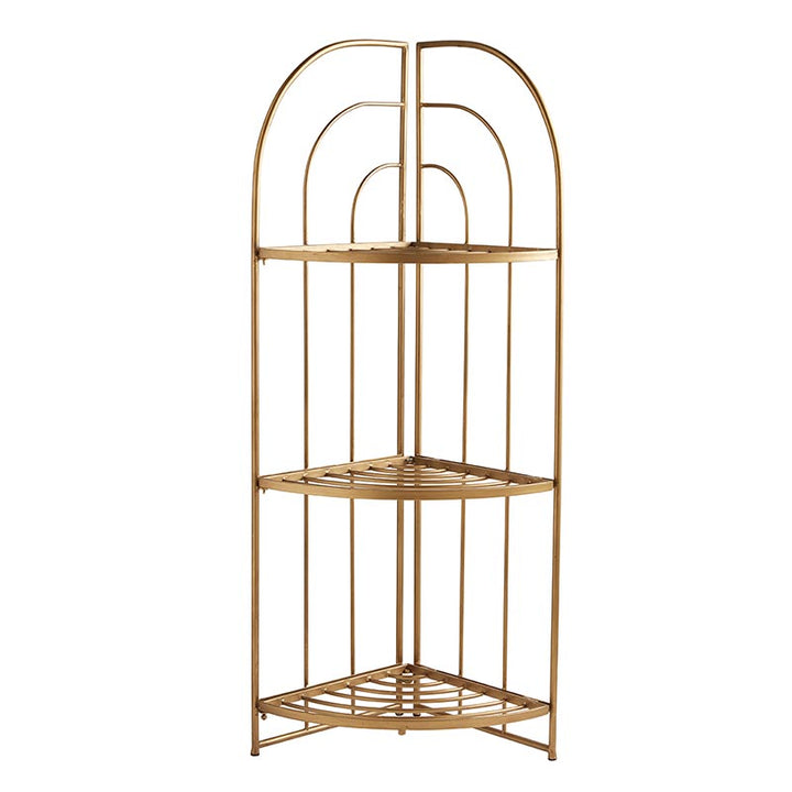 Gold Metal Corner Stand w/shelves