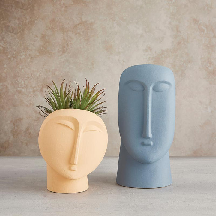 Orange Ceramic Face Pot