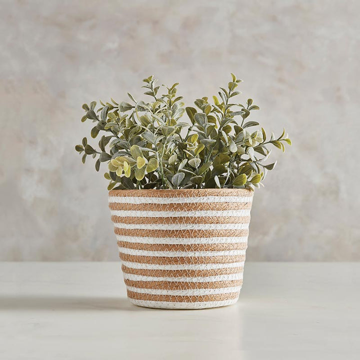 Cream Striped Lined Basket