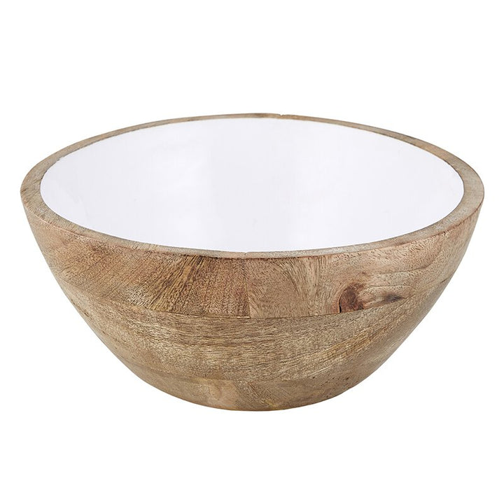 Wooden White Enamel Bowl - SML