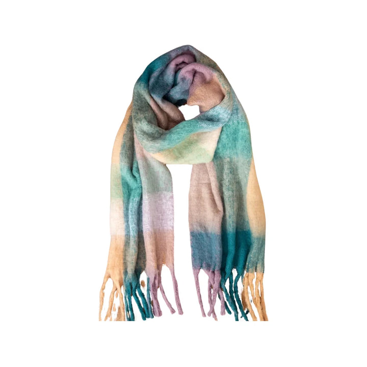 Cuddle Up Cozy Scarf - Blue/Cream Plaid