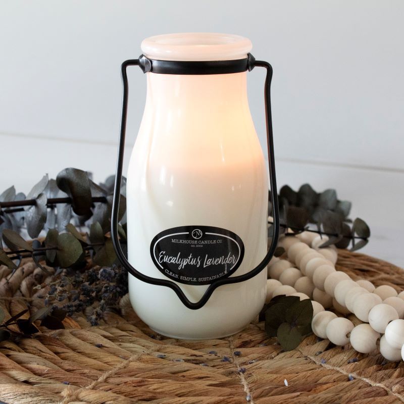 Milkbottle Candle Lge -  Eucalyptus Lavender