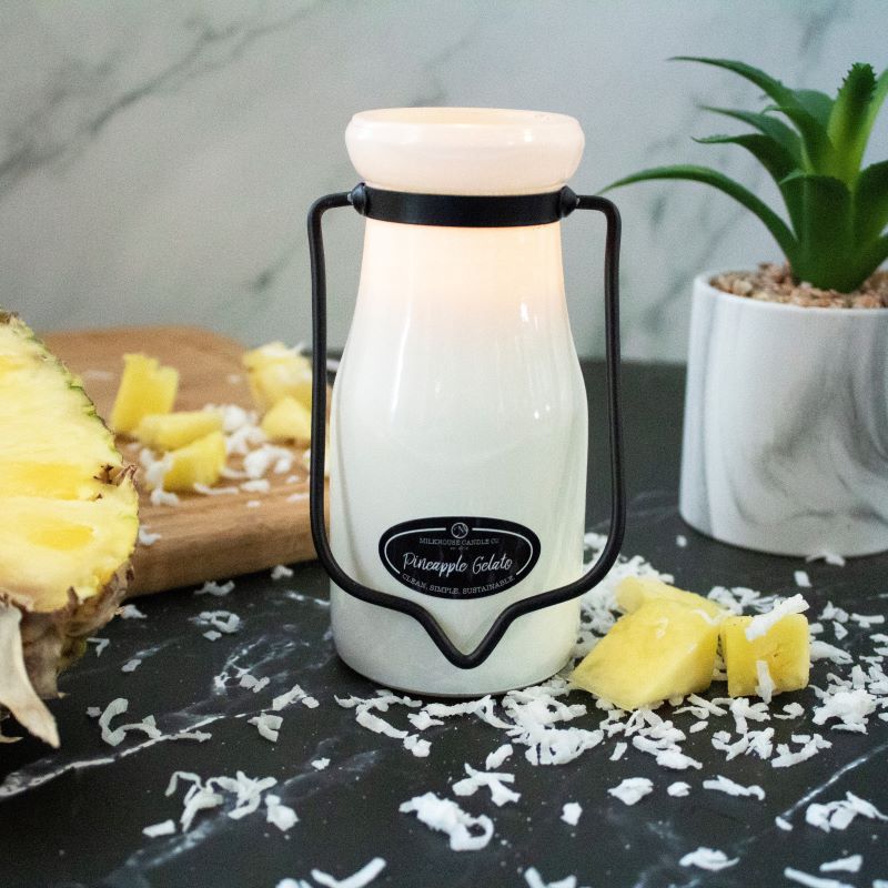 Milkbottle Candle Sml -  Pineapple Gelato