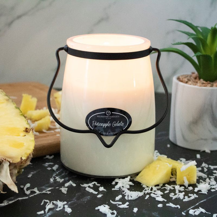 Butter Jar Candle Lge -:  Pineapple Gelato