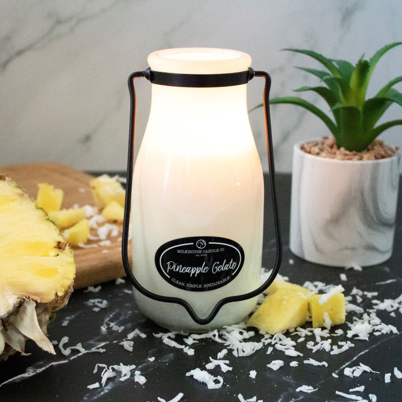 Milkbottle Candle Lge -  Pineapple Gelato