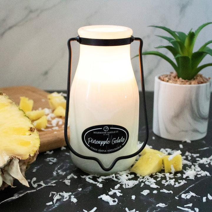 Milkbottle Candle Lge -  Pineapple Gelato