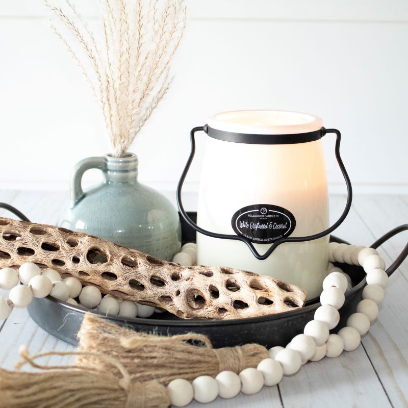 Butter Jar Candle Lge -:  White Driftwood & Coconut