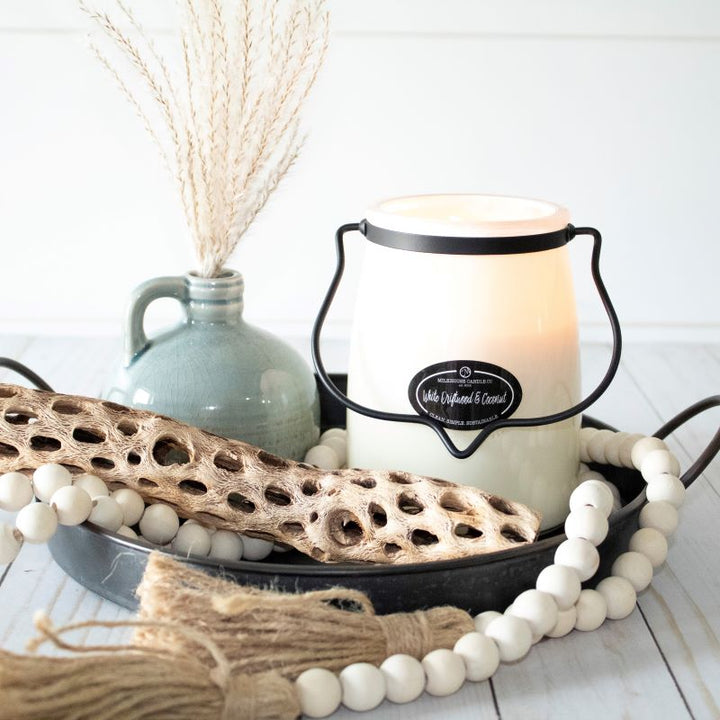 Butter Jar Candle Lge -:  White Driftwood & Coconut