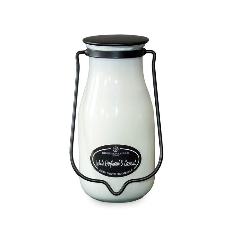 Milkbottle Candle Lge -  White Driftwood & Coconut