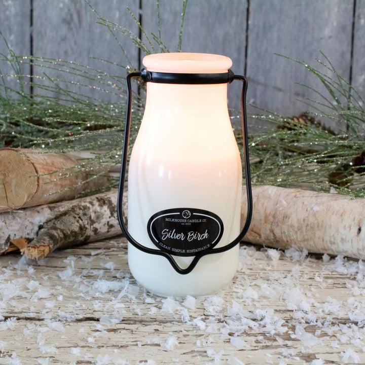 Milkbottle Candle Lge -  Silver Birch