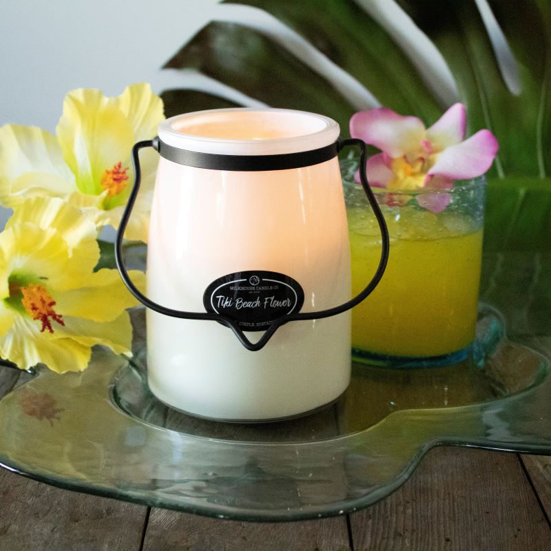 Butter Jar Candle Lge -:  Tiki Beach Flower