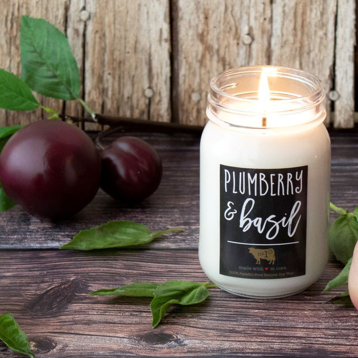 Farmhouse Mason Jar Candle -  Plumberry & Basil
