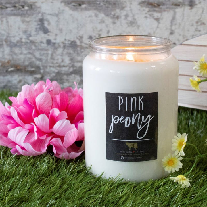Farmhouse Jar Candle Lge -  Pink Peony