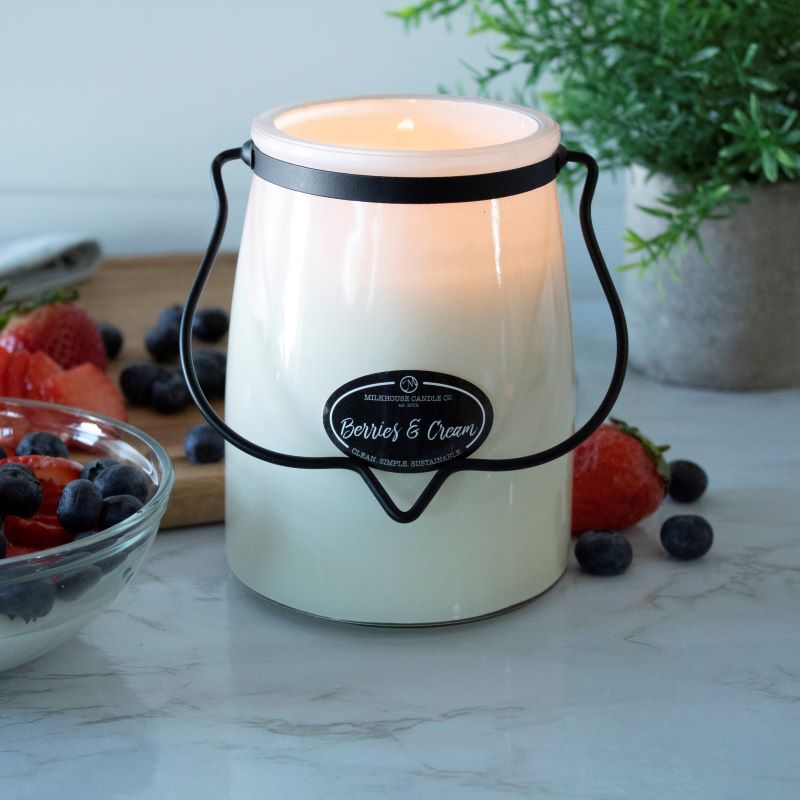 Butter Jar Candle Lge -:  Berries & Cream