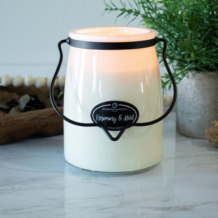 Butter Jar Candle Lge -:  Rosemary & Mint