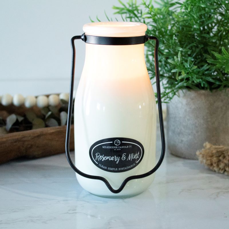 Milkbottle Candle Lge -  Rosemary & Mint