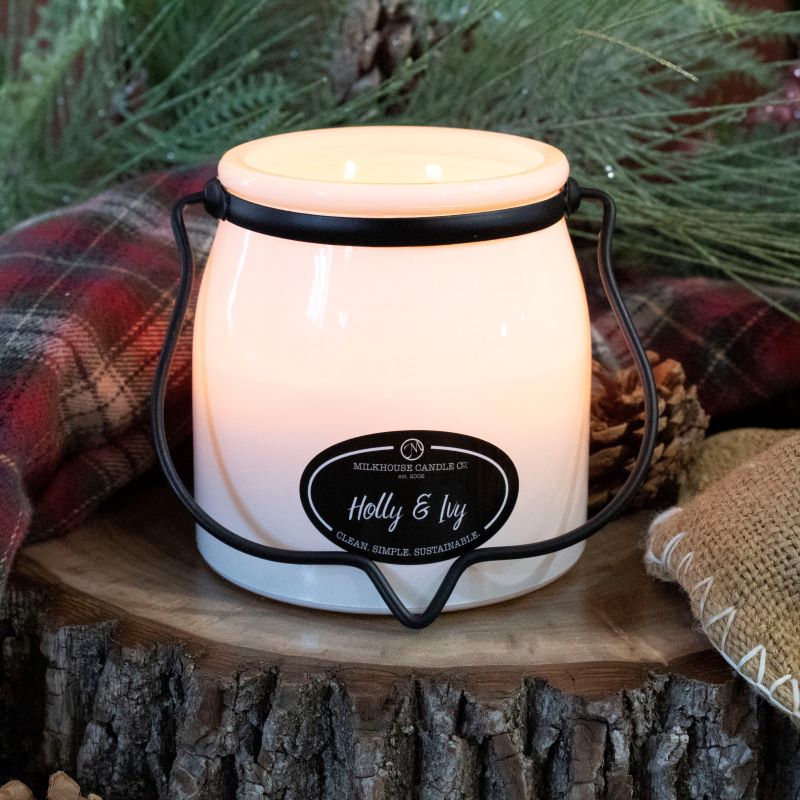 Butter Jar Candle Sml -  Holly & Ivy