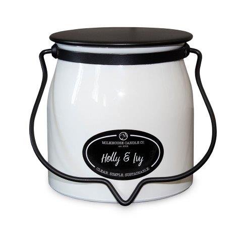 Butter Jar Candle Sml -  Holly & Ivy