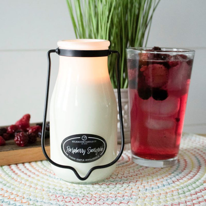 Milkbottle Candle Lge -  Raspberry Sangria