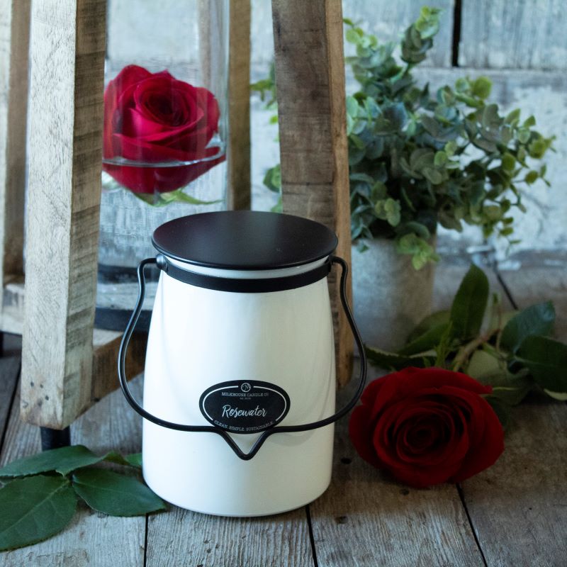 Butter Jar Candle Lge -:  Rosewater