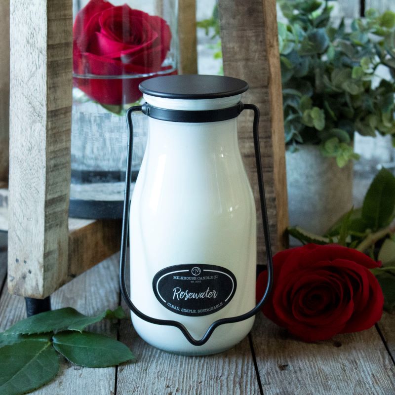Milkbottle Candle Lge -  Rosewater