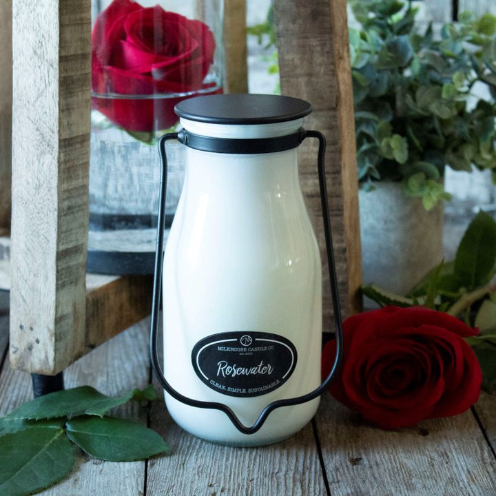 Milkbottle Candle Lge -  Rosewater