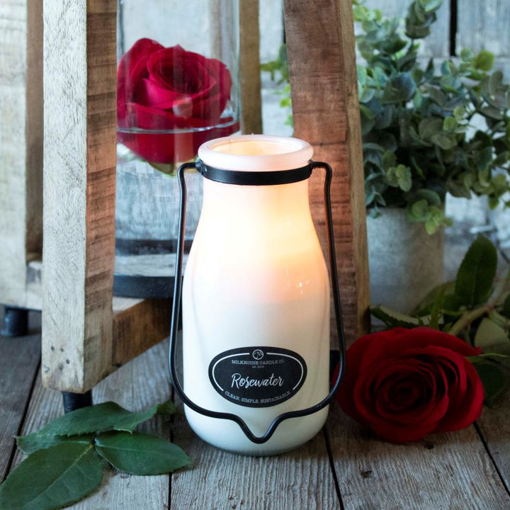 Milkbottle Candle Lge -  Rosewater
