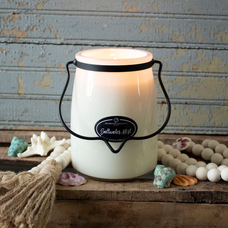 Butter Jar Candle Lge -:  Saltwater Mist