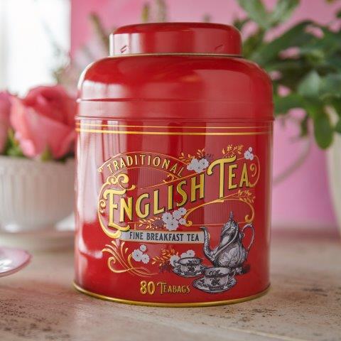 TEA VINTAGE VICTORIAN RND RED CADDY 80 BAGS EB