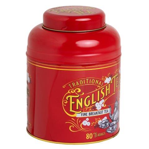 TEA VINTAGE VICTORIAN RND RED CADDY 80 BAGS EB
