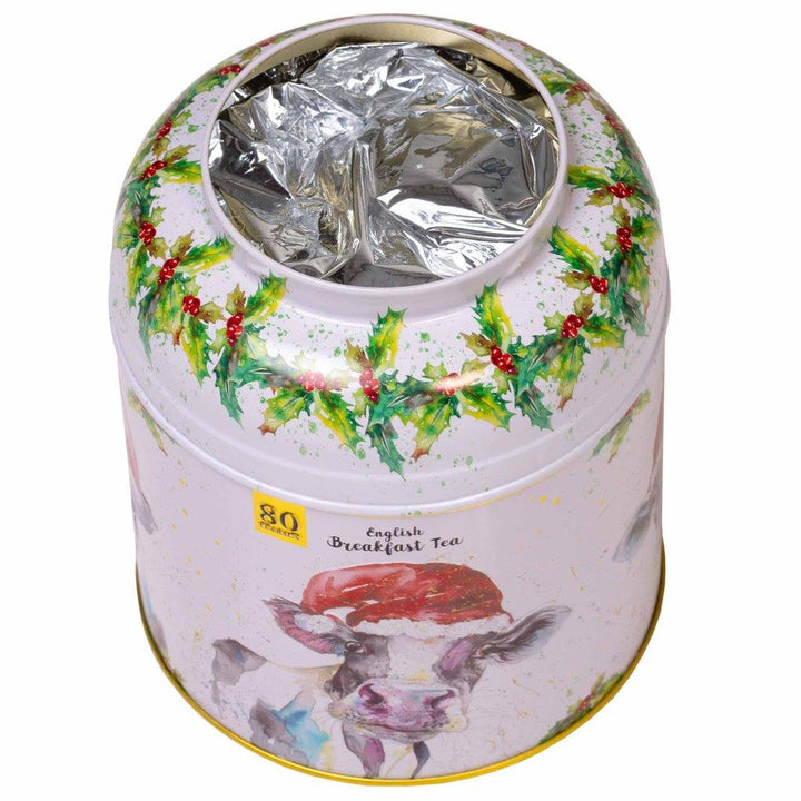 Festive Cow Tea Caddy - 80 EB Teabags