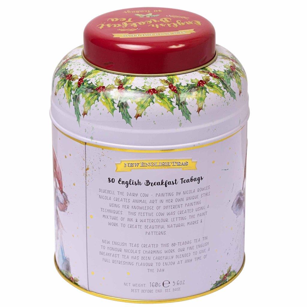 Festive Cow Tea Caddy - 80 EB Teabags