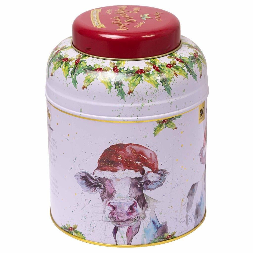 Festive Cow Tea Caddy - 80 EB Teabags