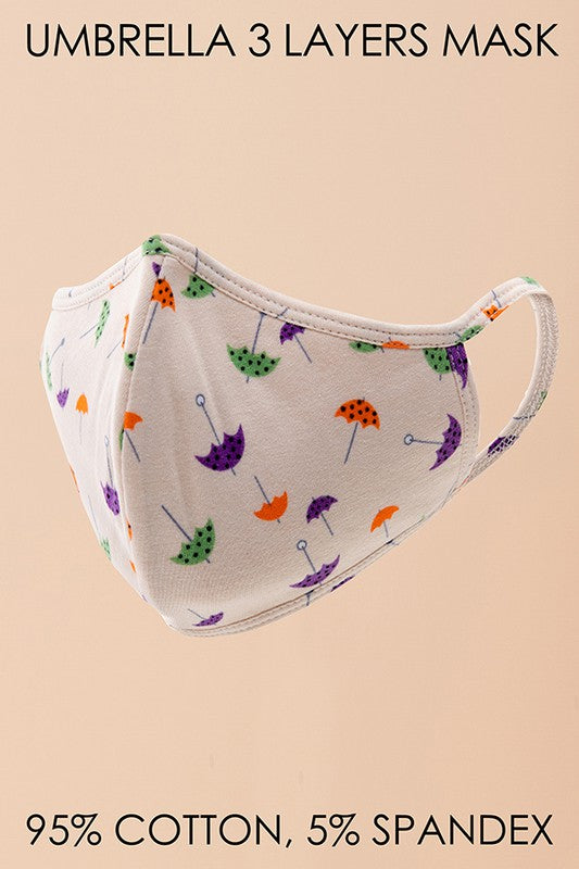 Mask Adult 3 Layer Cotton/Spandex Umbrella