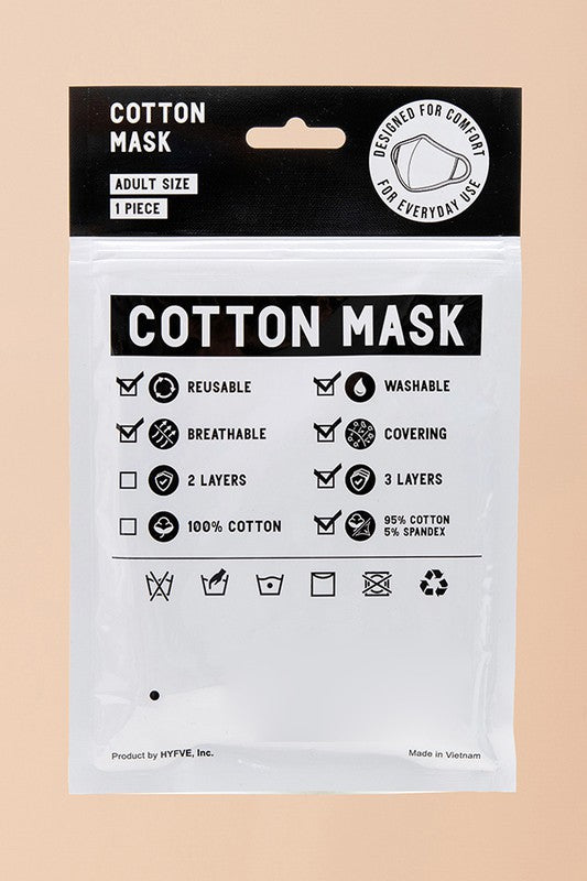Mask Adult 3 Layer Cotton/Spandex Umbrella