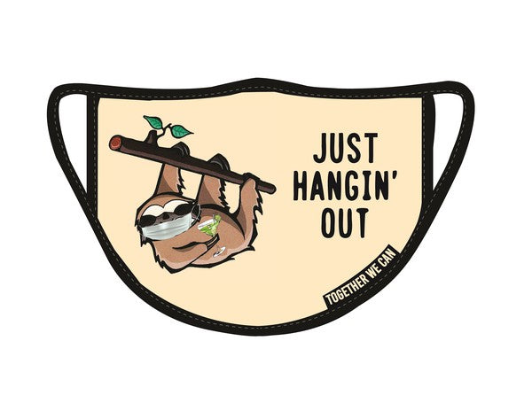 Mask Adult 3 Layer Pack of 2 Cotton Just hangin out Sloth