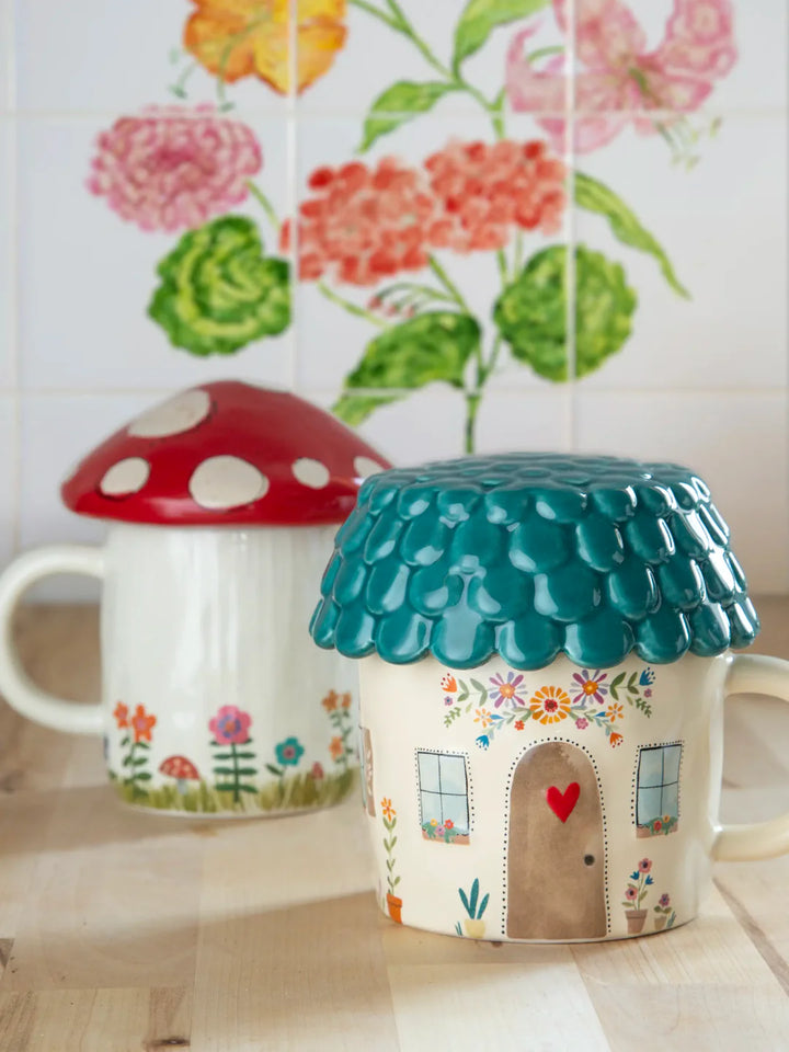 Lidded Mug - Cup Of Cozy Cottage