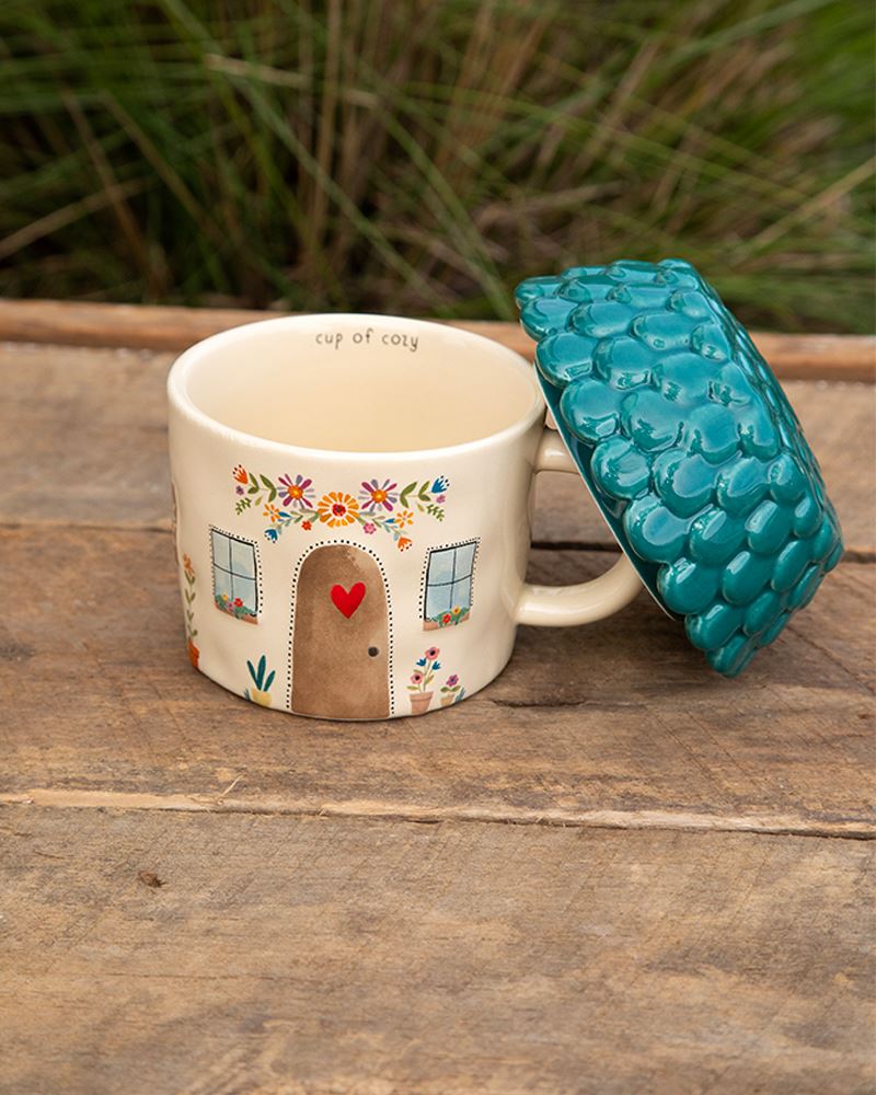 Lidded Mug - Cup Of Cozy Cottage