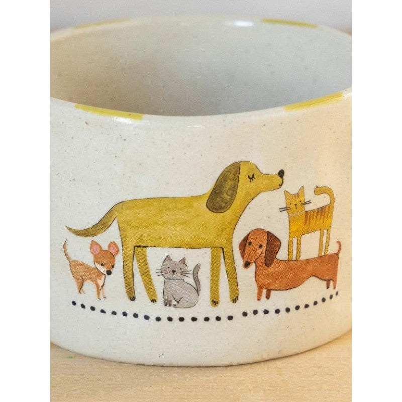 Folk Stoneware Mug -  Cat & Dog