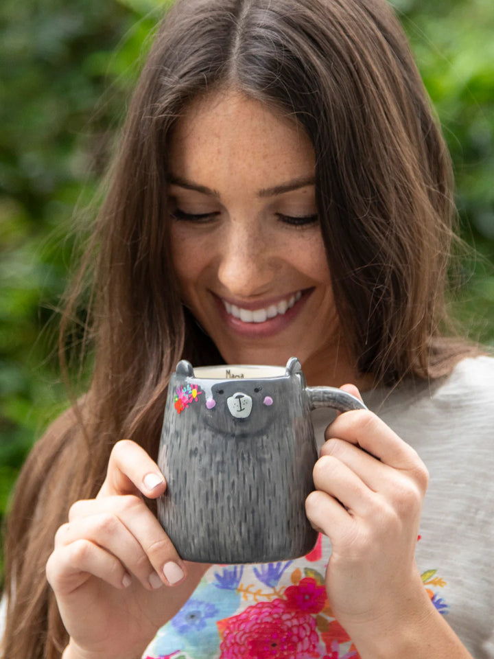 FOLK ART MUG GREY MAMA BEAR