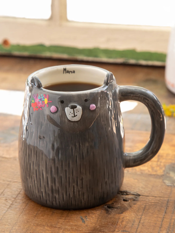 FOLK ART MUG GREY MAMA BEAR