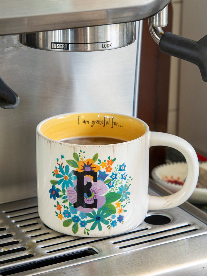 Initial Mug Flower E