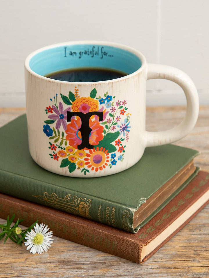 Initial Mug Flower T