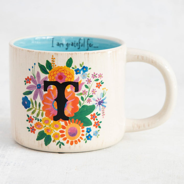 Initial Mug Flower T