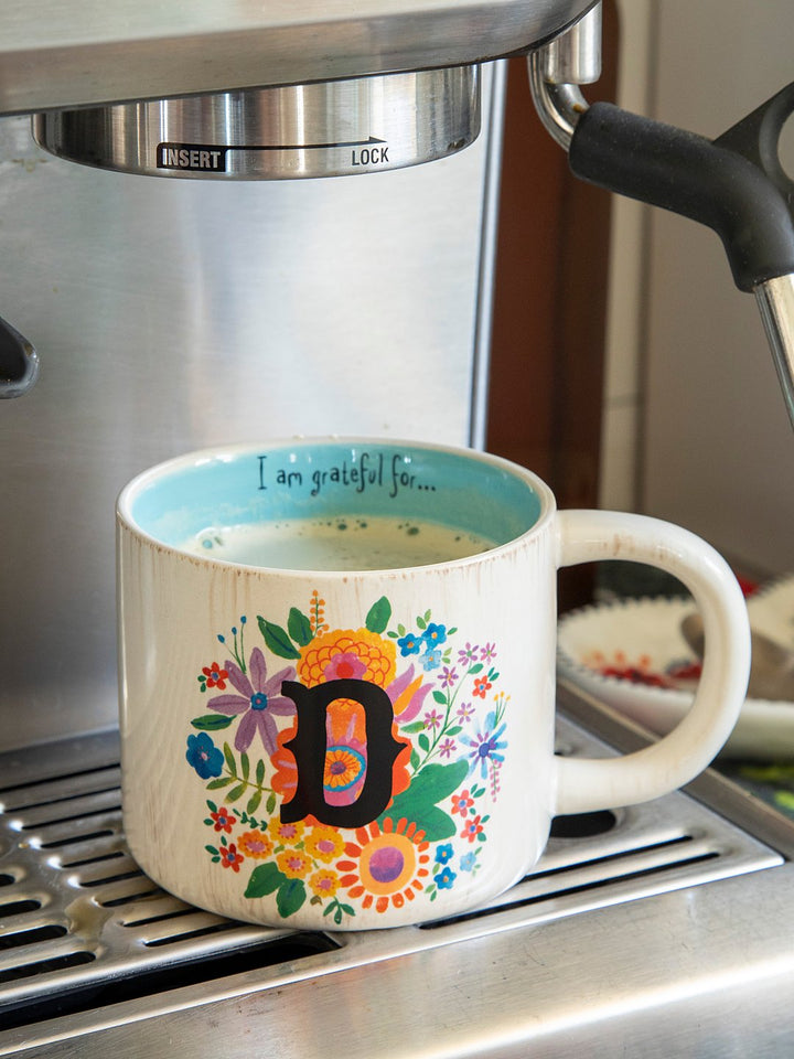 Initial Mug Flower D