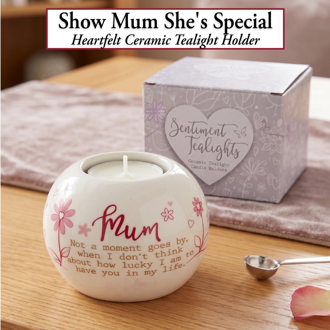 Ceramic Tealight Holder Round Mum