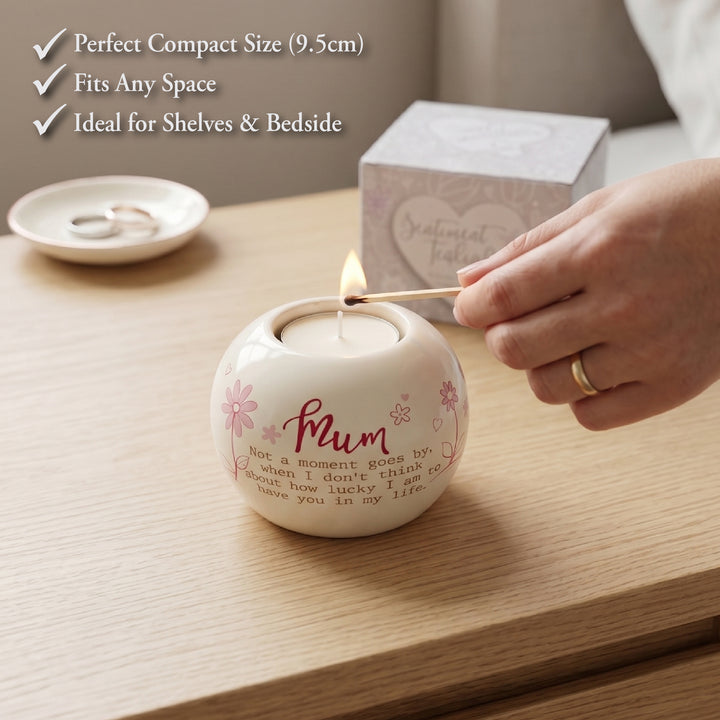 Ceramic Tealight Holder Round Mum