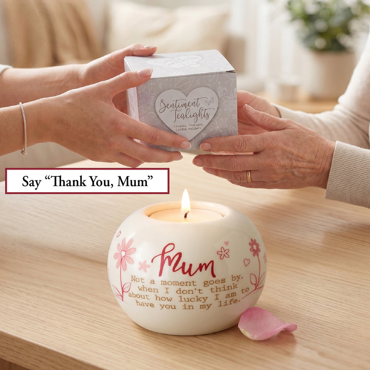 Ceramic Tealight Holder Round Mum