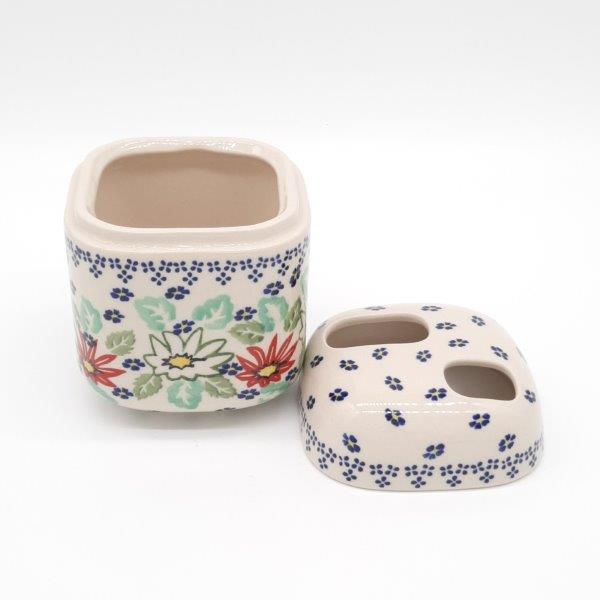 TOOTHBRUSH HOLDER RED FLORAL GARLAND