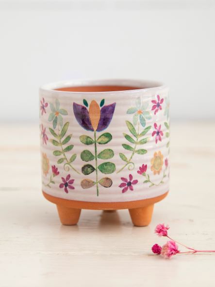 Artisan Planter: Small - Folk Flower